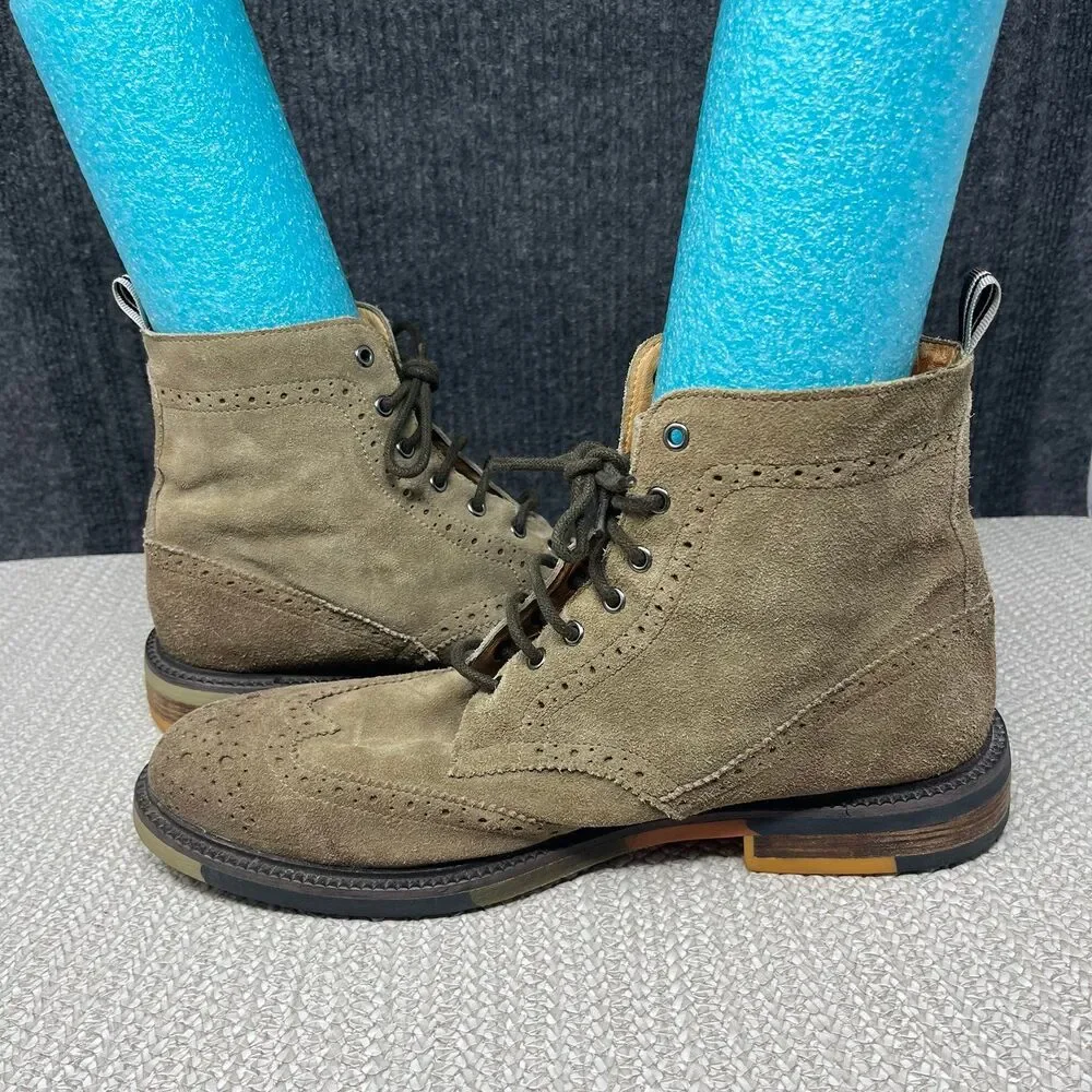 Vintage Cinti Suede Leather Wingtip Ankle Boots Brown Lace Up Mens 45 / US 12